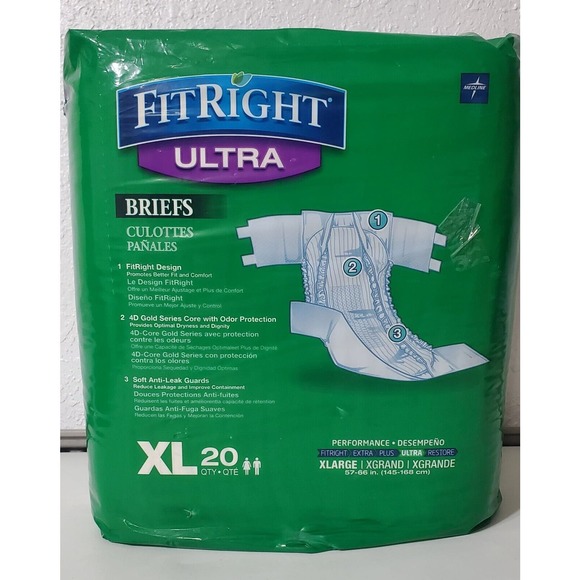 FitRight Ultra Adult Diapers, Incontinence Briefs with Tabs, Heavy 20 Ct ✅ - Picture 5 of 9